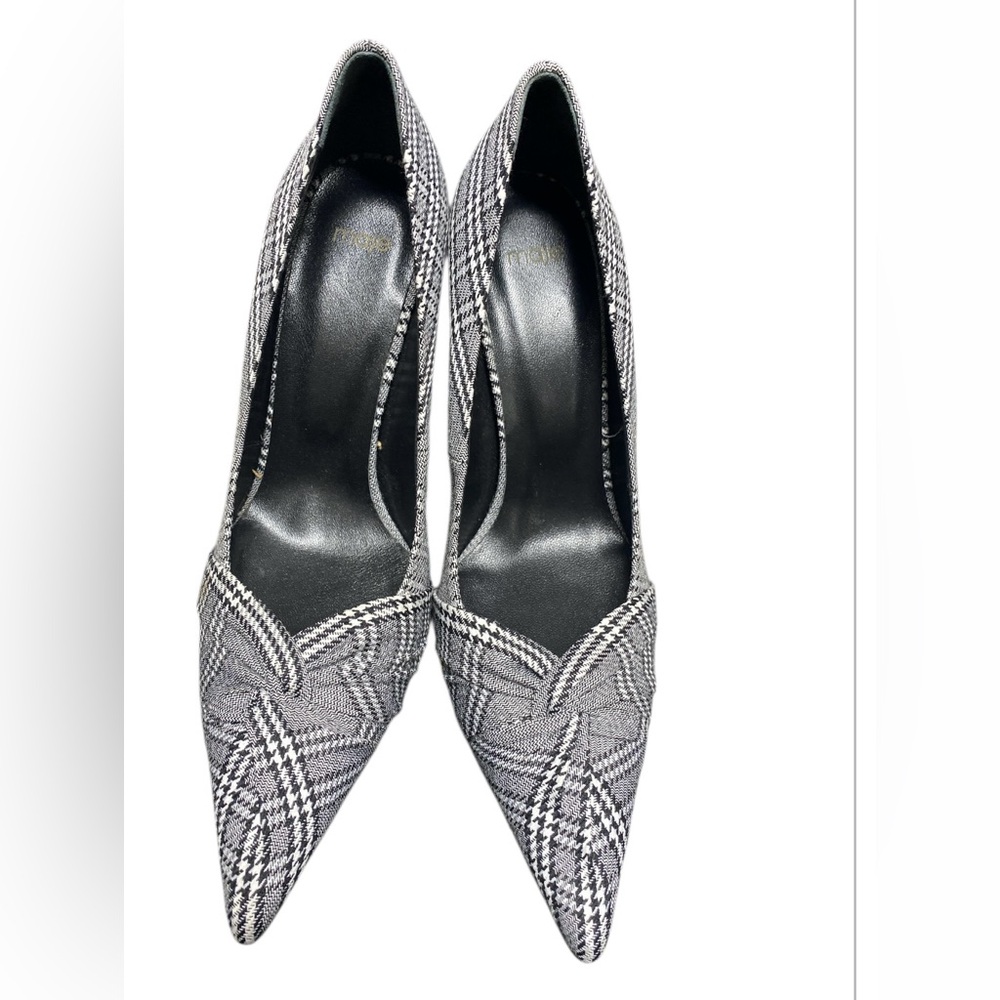 Maje Prince of Wales Black and White Plaid Heels